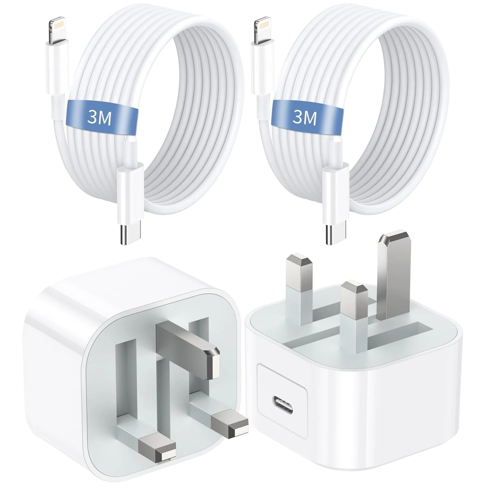 iPhone Fast Charger, 2 Pack 20W USB C Charger UK Plug With iPhone Charge Cable and PlugMFi Certified 3.0A Fast Charging Lightning Cable 3M/9.8FT for i Phone 14 13 12 11 Pro/Pro Max XS 8 7 6, iPad