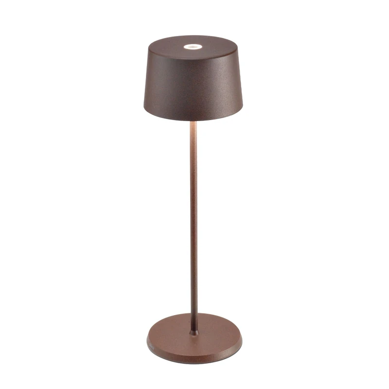 Zafferano, Olivia Pro Lamp, Cordless Rechargeable Table Lamp with Touch Control, for Indoor and Outdoor Use, Dimmer, 2200-3000 K, Height 20 cm, Corten Colour