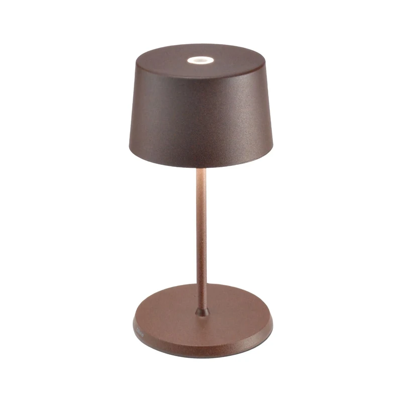 Zafferano, Olivia Mini Lamp, Portable and Rechargeable Table Lamp with Touch Controls, Suitable for Interior and Outdoor, Dimmer, 2200-3000 K, Height 22 cm, Corten Colour