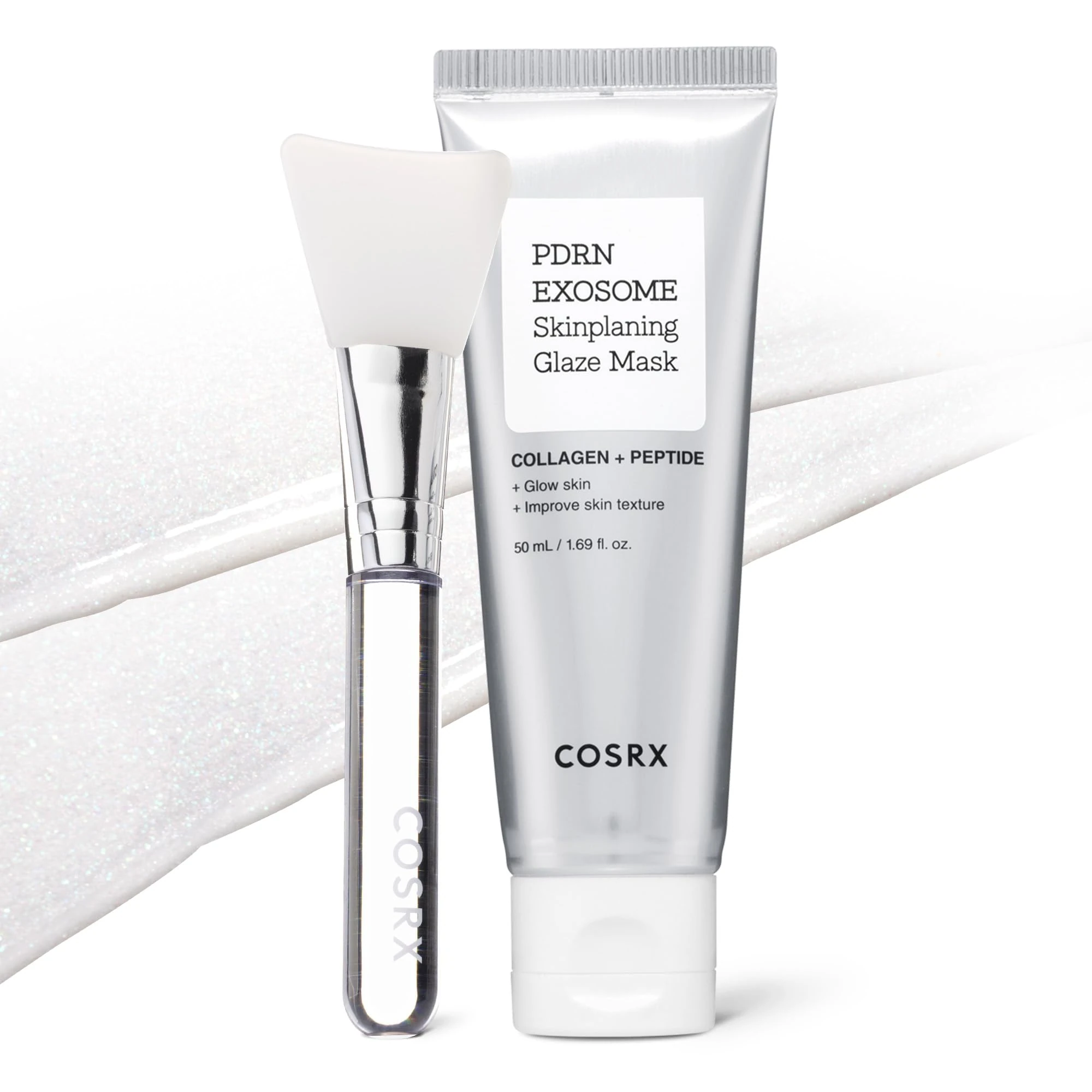 COSRX PDRN Exosome Skinplaning Glaze Mask 50ml, Peel Off Face Mask for Glass Skin and for Gentle Exfoliation, Overnight Wrapping Treatment, Korean Skincare
