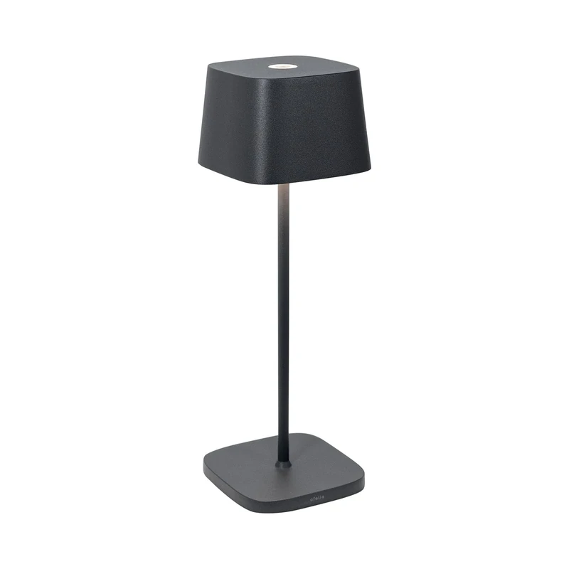 Zafferano, Ofelia Pro, Rechargeable Cordless Table Lamp with Touch Controls, Also Usable as an Outdoor Lamp, Dimmer, 2200-3000 K, Height 29 cm, Dark Gray Colour