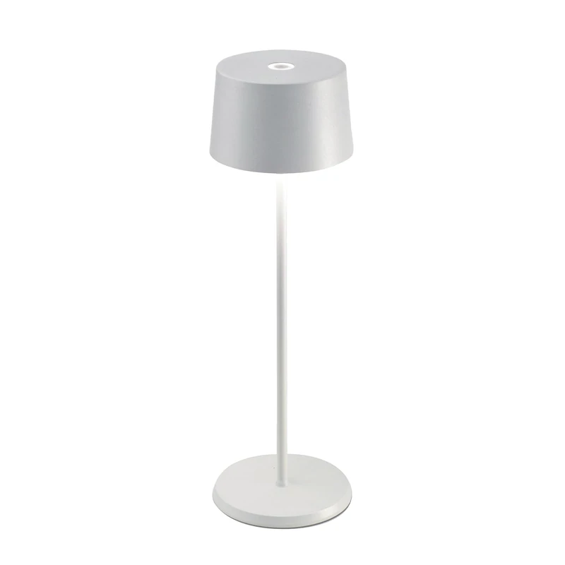 Zafferano, Olivia Pro Lamp, Cordless Rechargeable Table Lamp with Touch Control, for Indoor and Outdoor Use, Dimmer, 2200-3000 K, Height 20 cm, White Colour