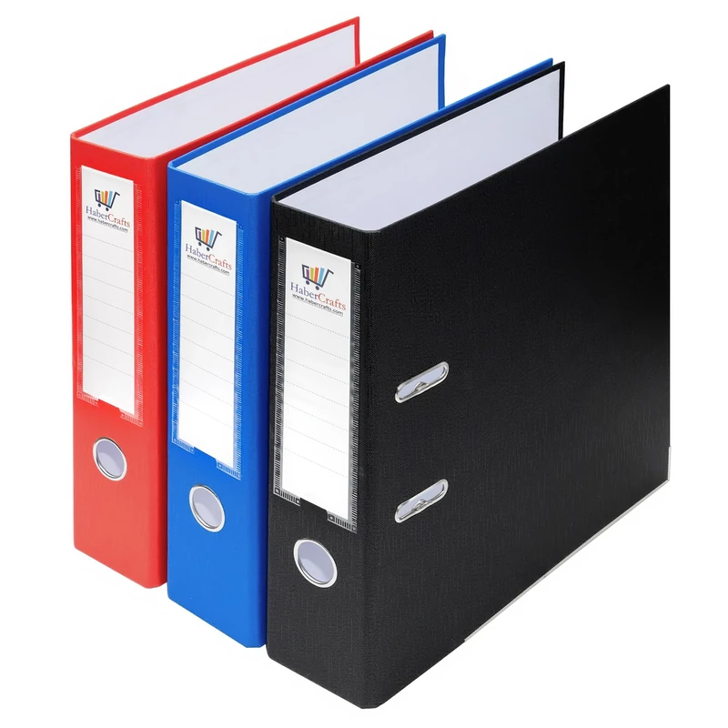 A4 Lever Arch Files 18 Pack Assorted Colors (Black Red Blue) Durable Plastic on Board, Locking Mechanism, Replaceable Spine Labels, Ring Binder, Office File Organizer (18 Pack)