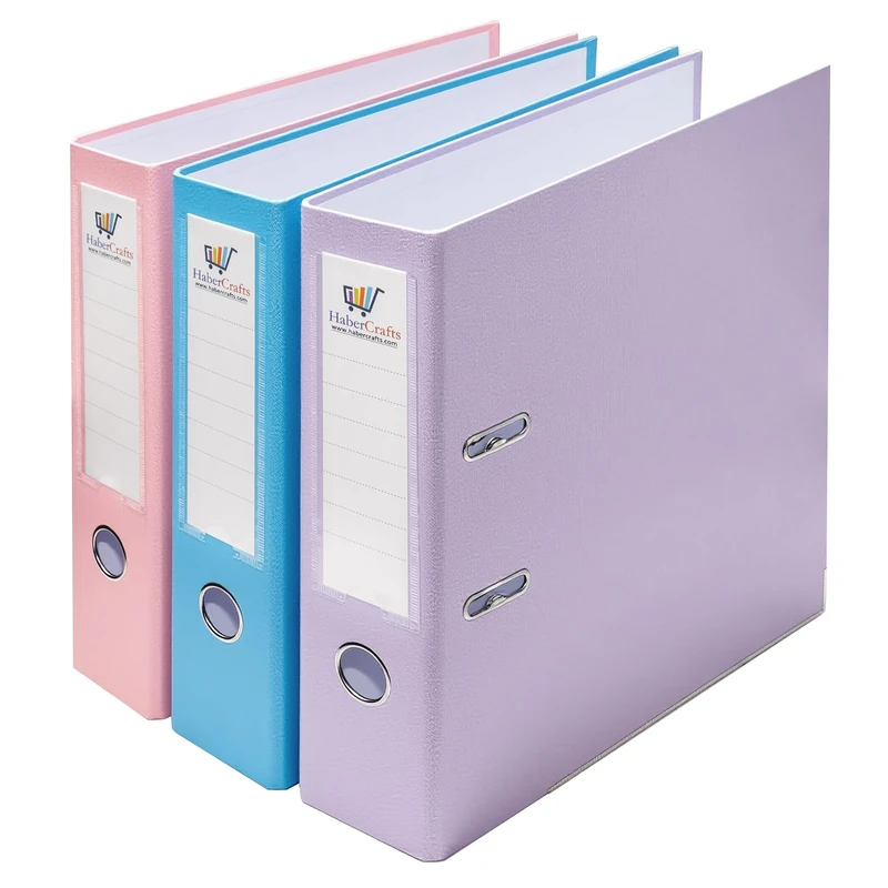 A4 Lever Arch Files 18 Pack Assorted Pastel Colors (Pink Lilac Blue) Durable Plastic on Board, Locking Mechanism, Replaceable Spine Labels, Ring Binder, Office File Organizer (18 Pack)