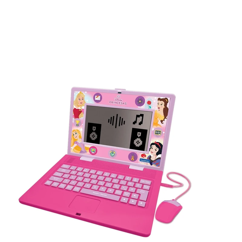 Lexibook, Disney Princess, Bilingual and Educational Laptop SPANISH/ENGLISH, Toy for Children, 170 Activities to Learn, Play Games and Music, Large Screen, Pink, JC599DPi2LXB
