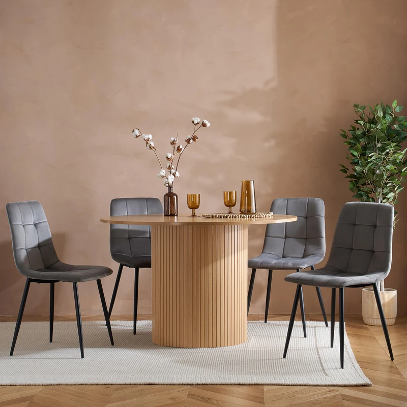 Birlea Axel Round Fluted Dining Table With 4 Chairs