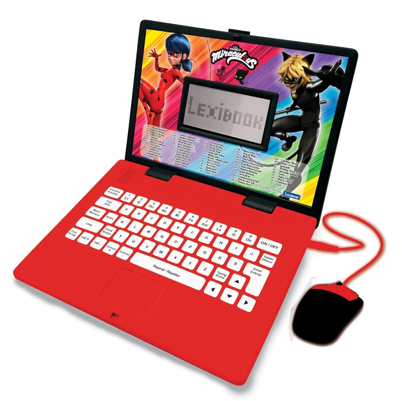 Lexibook, Miraculous Ladybug Cat Noir, Educational and Bilingual Laptop French/English, 124 Activities, Red/Black, JC598MIi1LXB