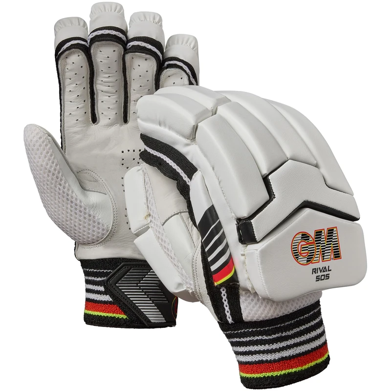 Gunn & Moore GM | Rival 505 Cricket Batting Gloves | Calf Leather Palm | Double-Sided Sweatband | Sleek Back of Hand Shape | Youths Left Handed | 1 Pair | Approx 320 g per Pair