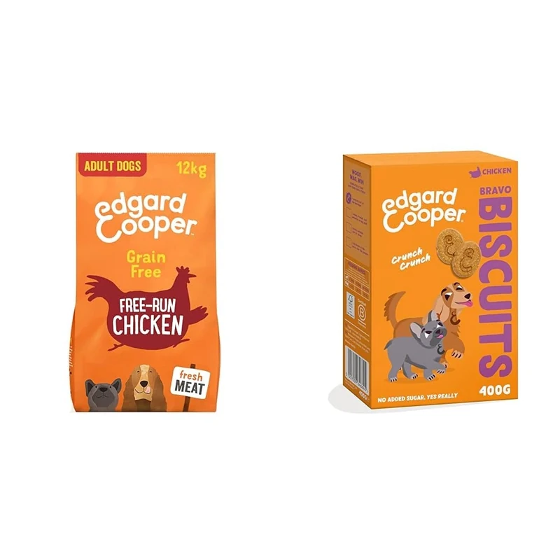 Edgard & Cooper Dog Dry Food Chicken Grain Free 12kg + Chicken Dog Biscuits 1x400g - Kibble & Treats Bundle
