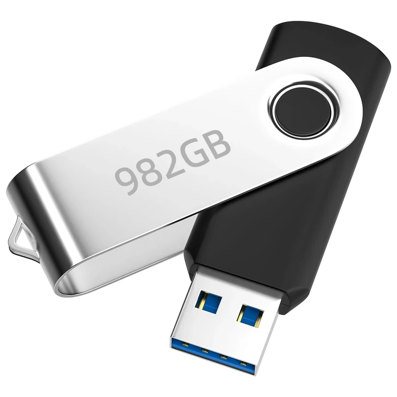 Memory Stick with Large Capacity, Swivel Design USB Stick, High Speed USB 3.0 Flash Drive 982 GB for Data Storage and Transfer, USB Memory Stick Jump Drive for Windows/Mac/TV/PC/Computer