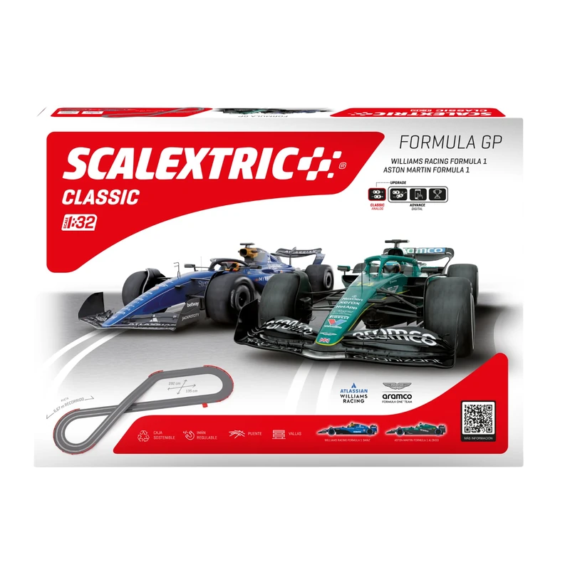 SCALEXTRIC - Classic Circuit - Complete Race Track - Cars and controls included - Scale 1:32 (Classic Formula GP Circuit)