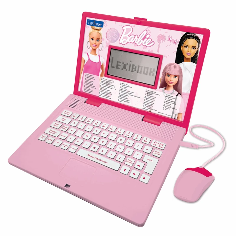 Lexibook, Barbie, Educational and Bilingual Laptop in English/German, Toy for children with 124 activities to learn, play games and music, Pink, JC598BBi3LXB