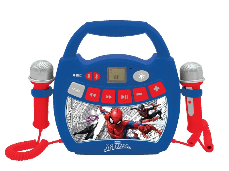 Lexibook, Spider-Man, Portable karaoke digital player for kids, Microphones, Light effects, Bluetooth®, Record and voice changer functions, Blue, MP320SPZLXB