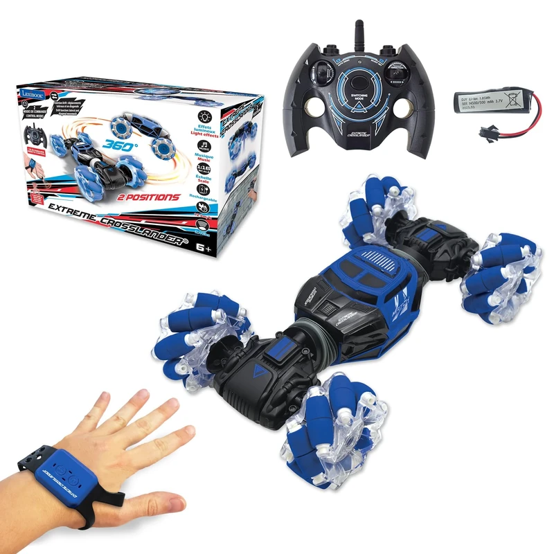 LEXIBOOK, Extreme Crosslander®, Off-road remote control car, up to 12km/h, light effects, remote control & gesture control bracelet included, music, rechargeable, RC50LXB