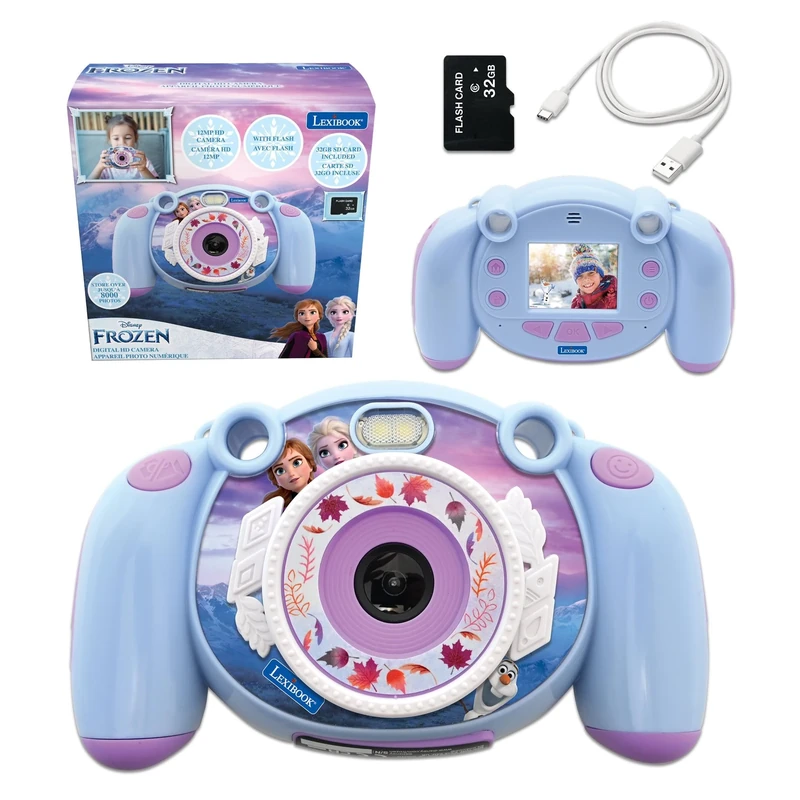 Lexibook, Frozen, 4-in-1 Kids digital camera, photo and video function, games, 32GB SD card included, purple, DJ080FZLXB
