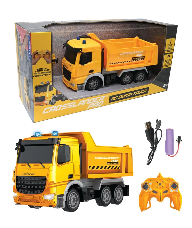 LEXIBOOK, Crosslander® Pro, RC Dump Truck, remote controlled dump truck, light effects, rechargeable, RCP10LXB