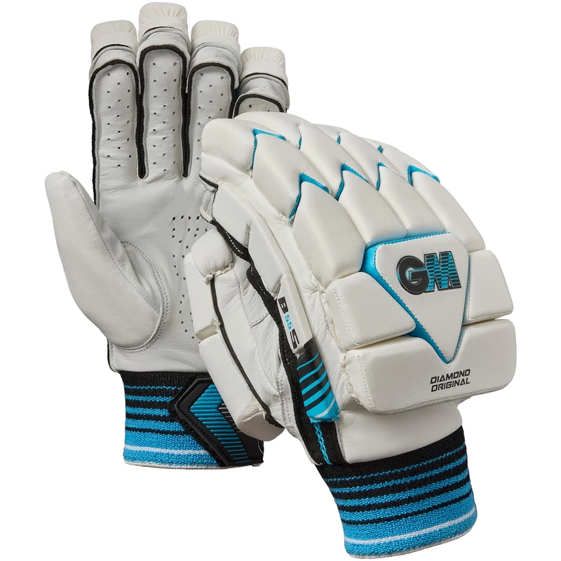 GM | Original Ben Stokes Diamond Cricket Batting Gloves | Calf Leather Palm | Bottom Hand Thumb Tip Protection | Sleek Back of Hand Shape | Large Adult Right Hand | 1 Pair | Approx 370 g per Pair