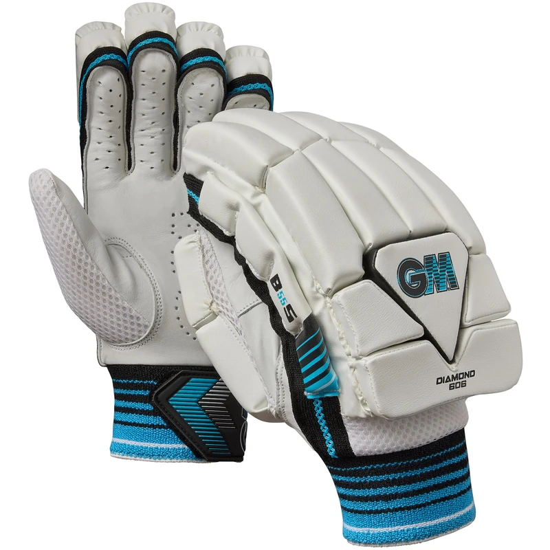Gunn & Moore GM | 606 Ben Stokes Diamond Cricket Batting Gloves | Calf Leather Palm | Double-Sided Sweatband | Sleek Back of Hand Shape | Junior Right Hand | 1 Pair | Approx 450 g per Pair