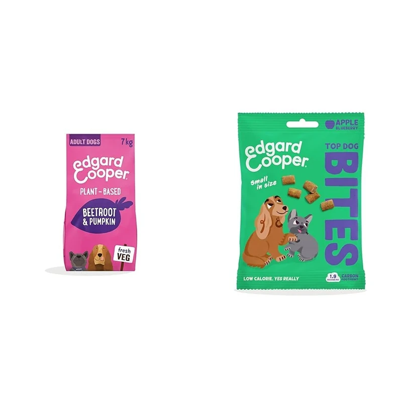 Edgard & Cooper Dog Dry Food Plant & Beetroot Grain Free 7kg + Apple Dog Treats Bites 1x50g - Kibble & Treats Bundle