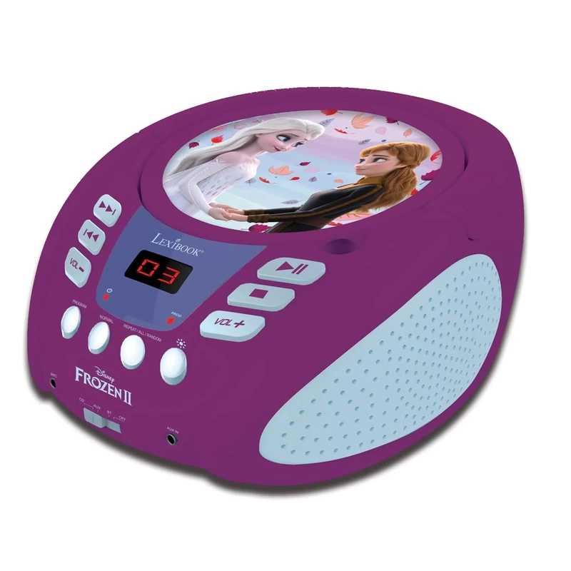 Lexibook, Frozen, Bluetooth CD Player for Kids, Portable, Multicoloured Light Effects, Microphone, Aux-in Jack, AC or Battery-Operated, Girls, Boys, Purple, RCD109FZLXB