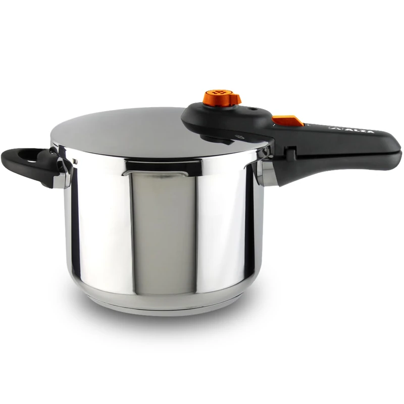 Alza Syma – Express Quick Cooker, 6 Litres, 18/10 Stainless Steel, 5 Safety Systems, All Types of Cookers, Induction, Devaporizer Position