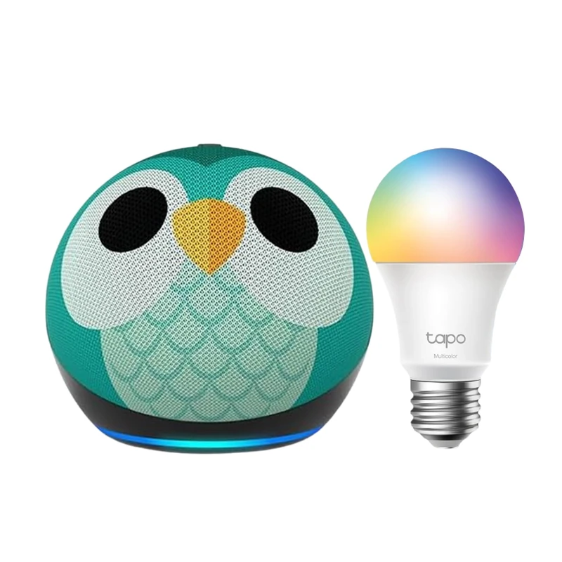 Echo Dot Kids (newest gen) | Owl + Tapo L530EA Smart Bulb (E27), with Alexa+ Early Access