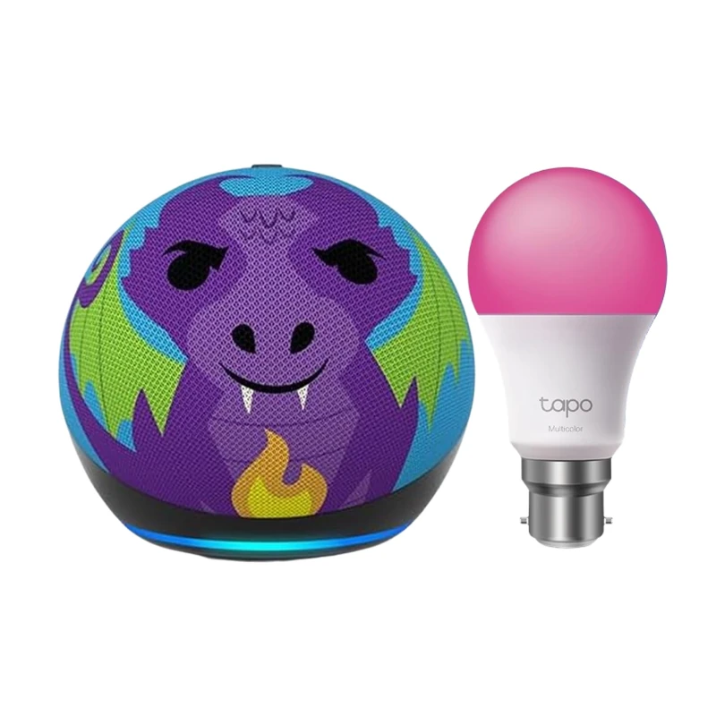 Echo Dot Kids (newest gen) | Dragon + Tapo L530BA Smart Bulb (B22), with Alexa+ Early Access