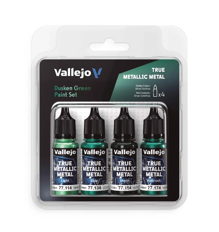 Vallejo True Metallic Paint Set, 4 Colors for Metal Painting, Includes Base, Light, Shade, Airbrush, Consistent and Adaptable Results, BSL Series - Image 1
