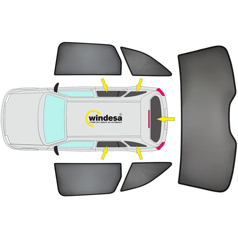 SunClip Privacy & Sun protection compatible with Volkswagen T6 Multivan 2015-