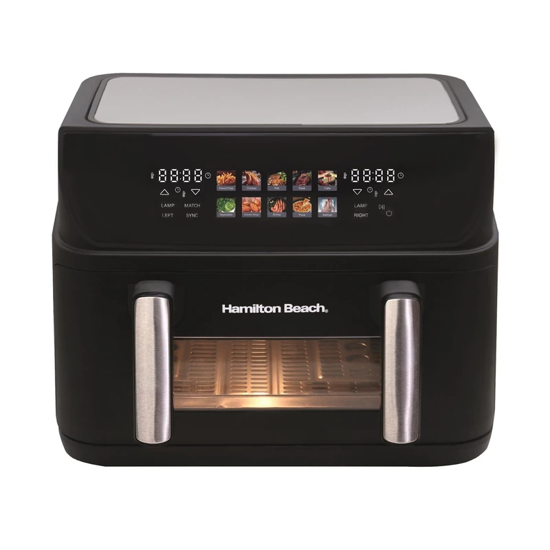 Hamilton Beach Air Fryer, 10L, FlexiZone, Dual Zone with Removable Drawer Insert, 10 Presets, Sync Cook & Finish, Vortex Technology, Dishwasher Safe Parts, LCD Touchscreen, Non-Stick, Black - HB983AP - Image 1
