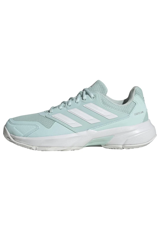 adidas Women's Courtjam Control 3 Tennis Shoes, Halo Mint/FTWR White/Silver met., 10 UK