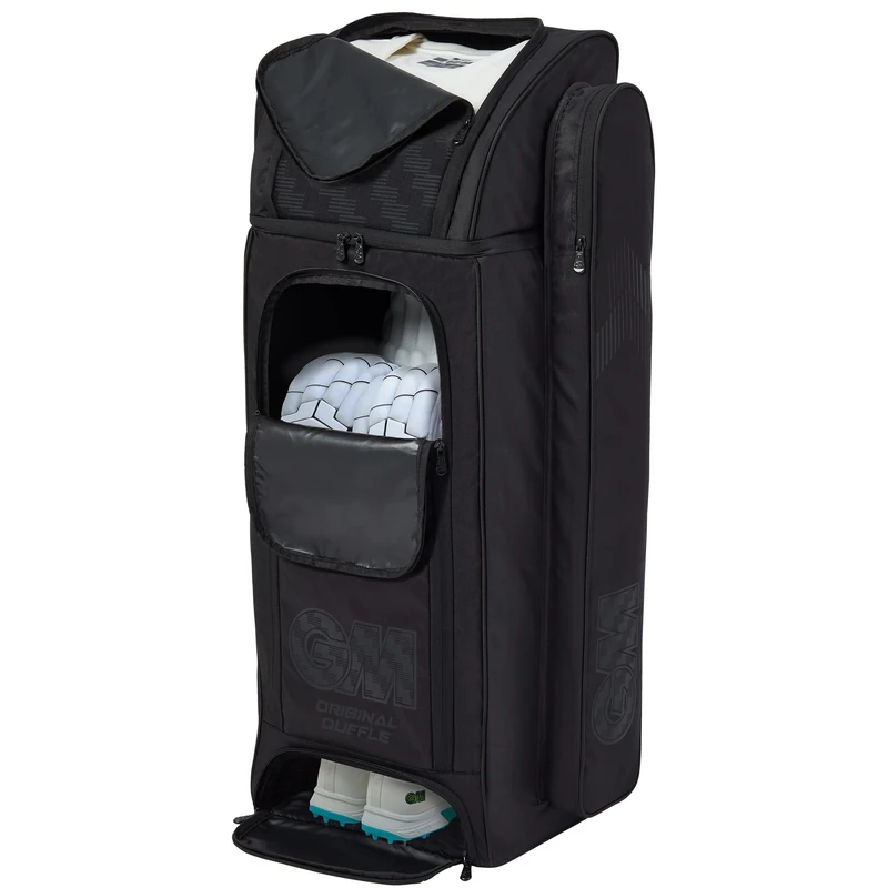 GM | Original Duffle Cricket Bag Holdall | Pocket for 2 Full Size Bats | Adjustable Comfort Straps | Volume 109 litres | Tough 600 Denier Polyester | Black | Gunn & Moore