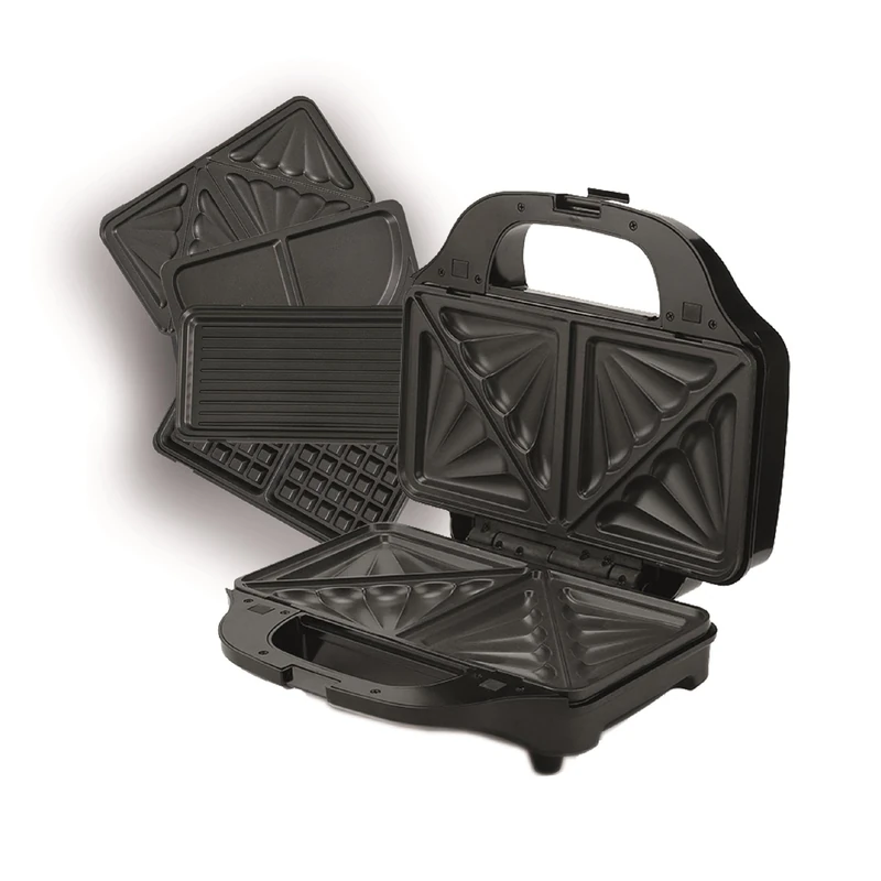 Hamilton Beach 4-in-1 Sandwich Toaster, Deep Fill, Waffle, Panini & Omelette Maker, Removable Non-Stick Plates, Cool-Touch Handle, Dishwasher Safe Parts, Indicator Lights, 900W, Black - HBSLS2002