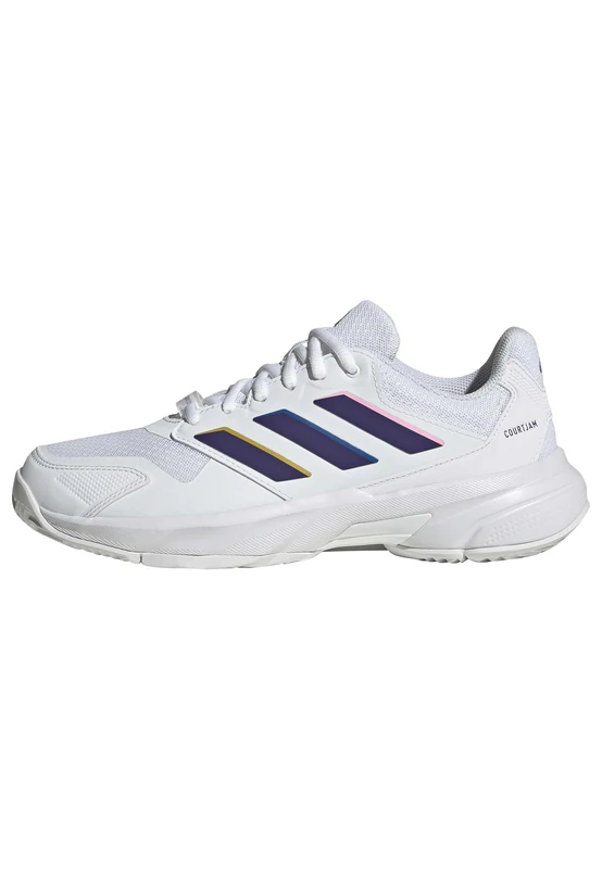 adidas Women's Courtjam Control 3 Tennis Shoes, FTWR White/Collegiate Purple/FTWR White, 4 UK