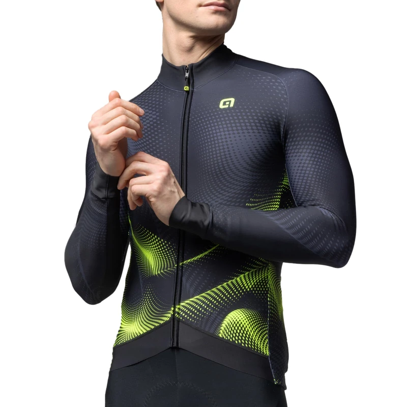 Alé Cycling Men's Pragma Cosmic Long Sleeve Cycling Jersey, Black, XL