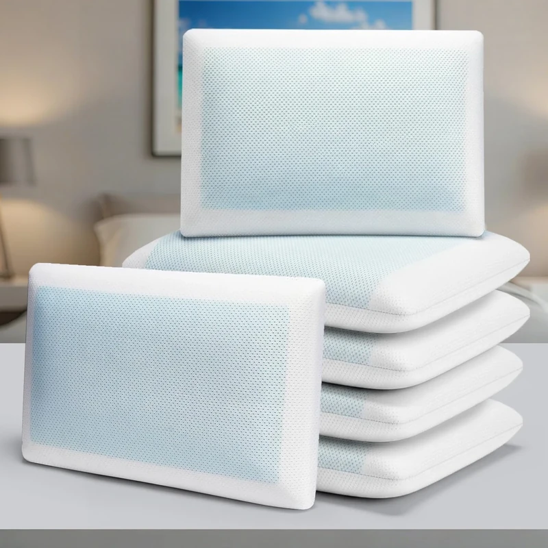 GC GAVENO CAVAILIA Cooling Memory Foam Pillow Pack of 6 | Gel Shredded Memory Foam Pillows For Stomach Side Sleeper Bed Pillow 60x40 Cm | Medium Firm Back Shoulder Support Neck Pillow For Sleeping