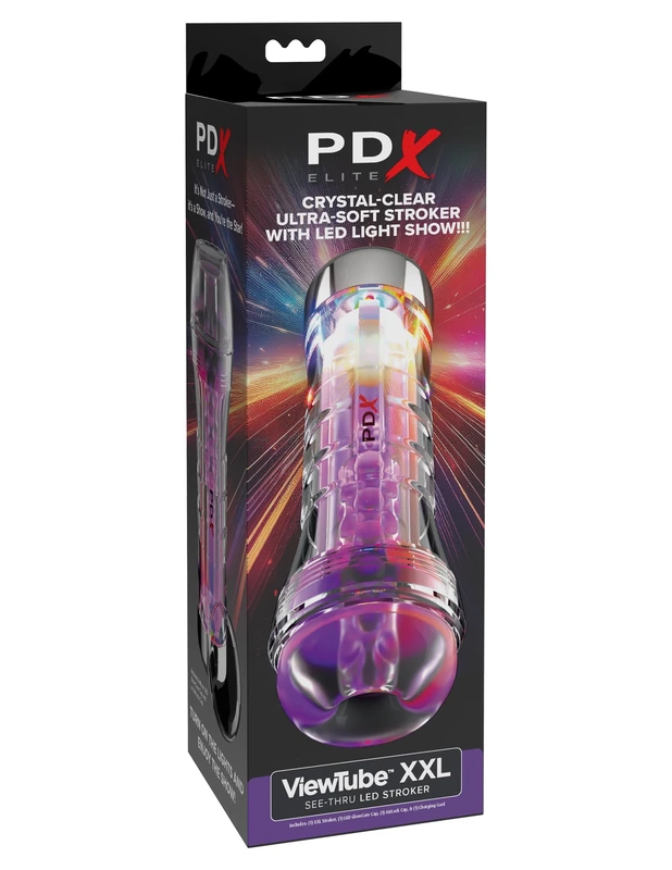 PDX Elite ViewTube XXL See-Thru EZ-Grip LED Stroker Clear 27.3 cm
