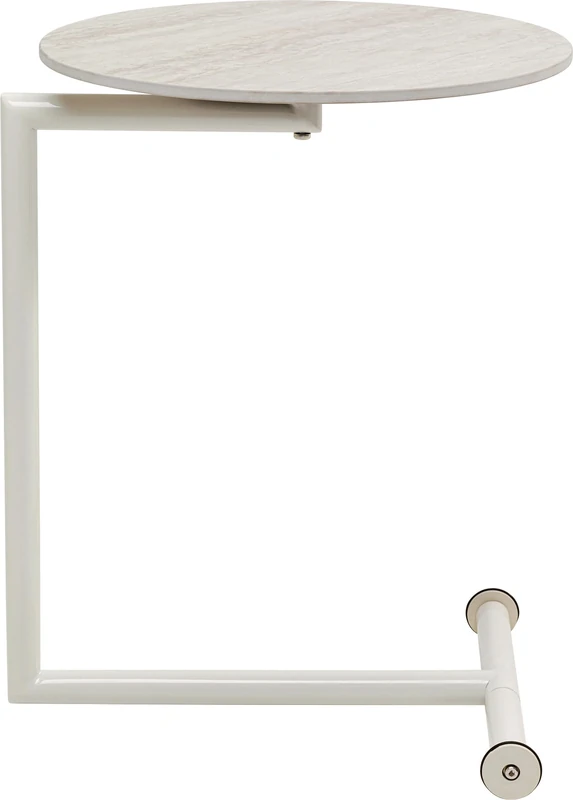 Kare Design Easy Living Greige Coffee Table, 46 cm Diameter, Travertine Stone Look, Steel Frame, Modern, Round, Living Room