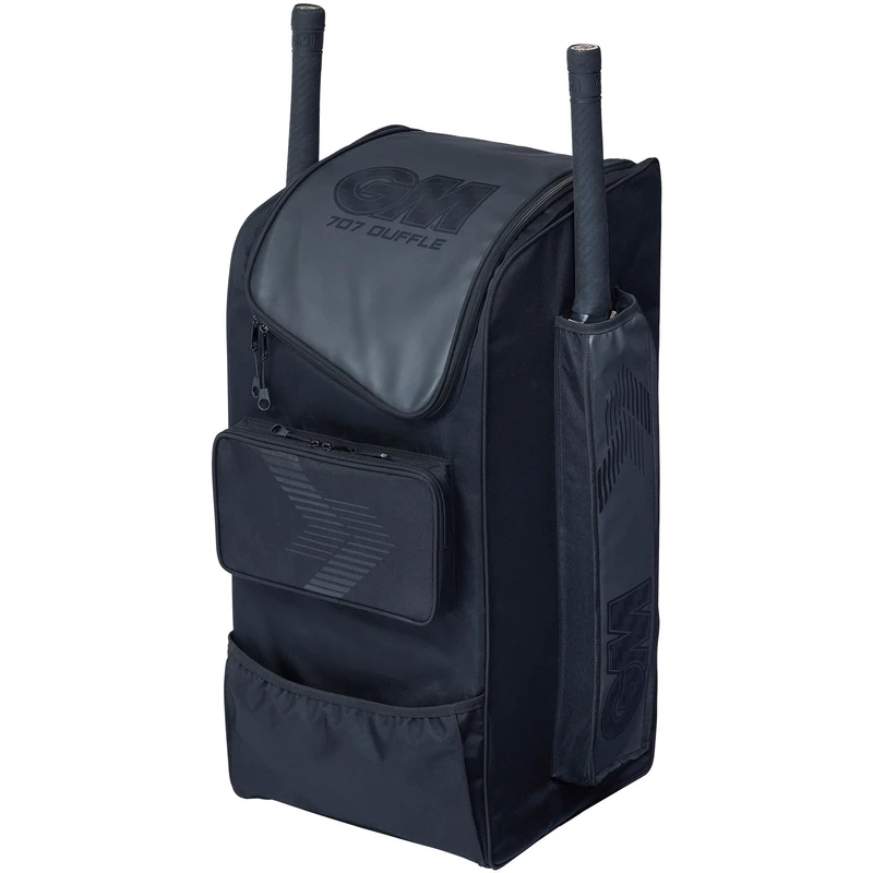 Gunn & Moore GM | 707 Duffle Cricket Bag Holdall | Pockets for 2 Bats | Exterior Shoe Pocket | Volume 90 litres | Tough 600 Denier Polyester | Black - Image 1