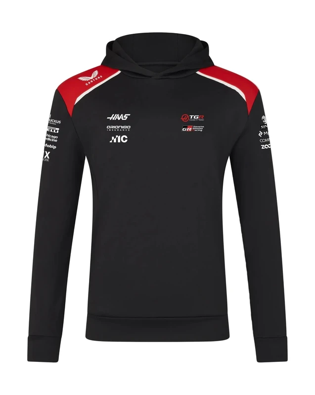 Haas, Unisex, Overhead Hoodie, Caviar/Flame Scarlet, M