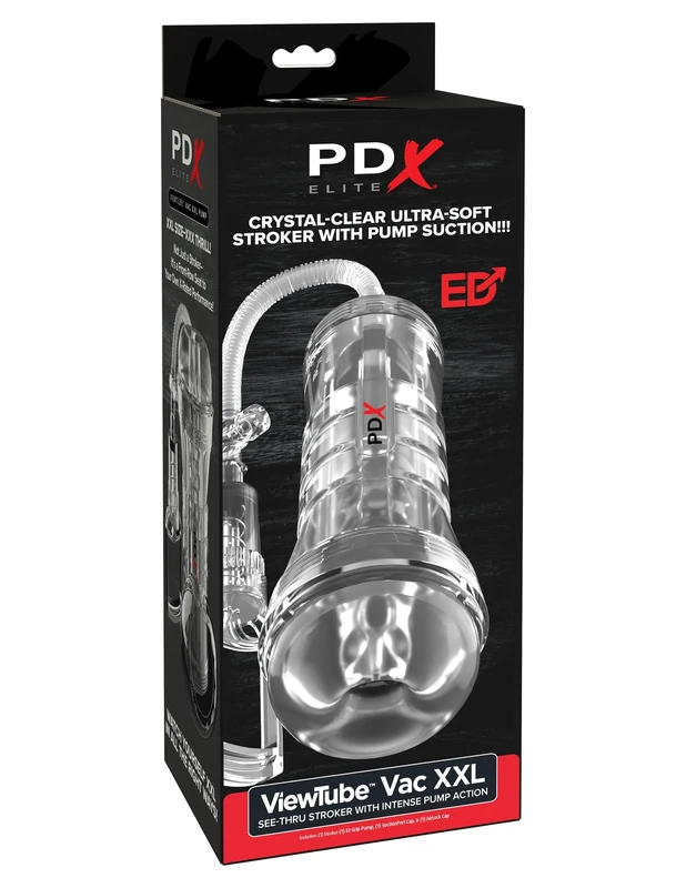 PDX Elite ViewTube Vac XXL Pump See-Thru EZ-Grip Pump Stroker Clear 27.3 cm - Image 1