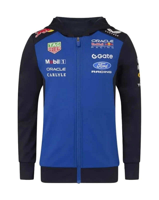 Red Bull Racing, Unisex Kids, Full ZIp Hoodie, Night Sky/Surf The Web, 11 years