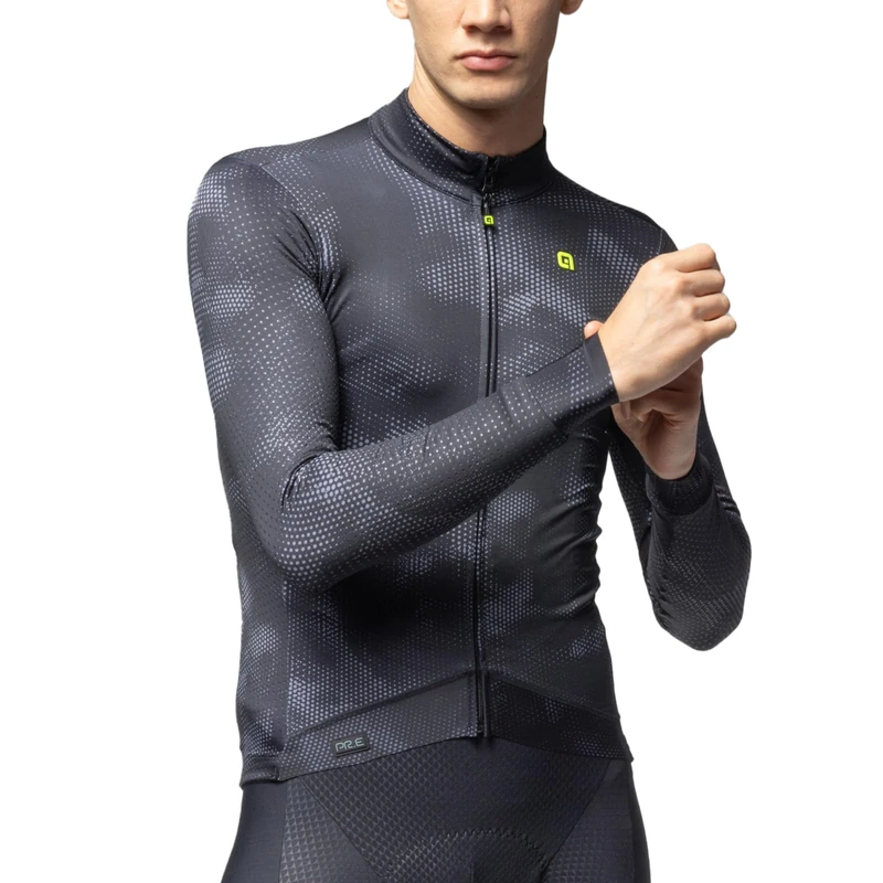 Alé Cycling Men's PR.E Spray Long Sleeve Cycling Jersey, Black, L