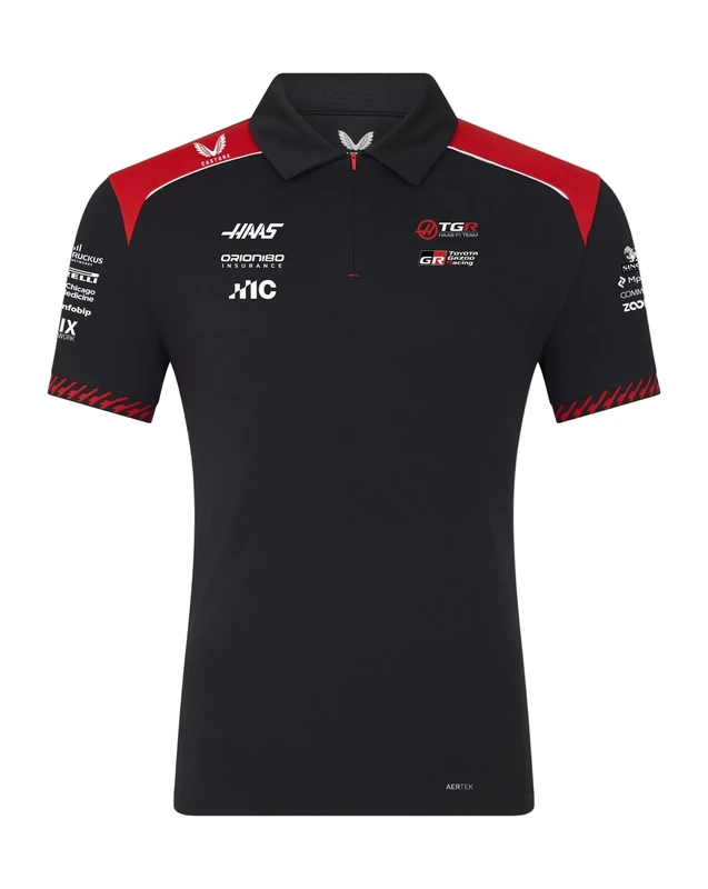 Haas, Mens, Official Polo Shirt, Caviar/Flame Scarlet, XL