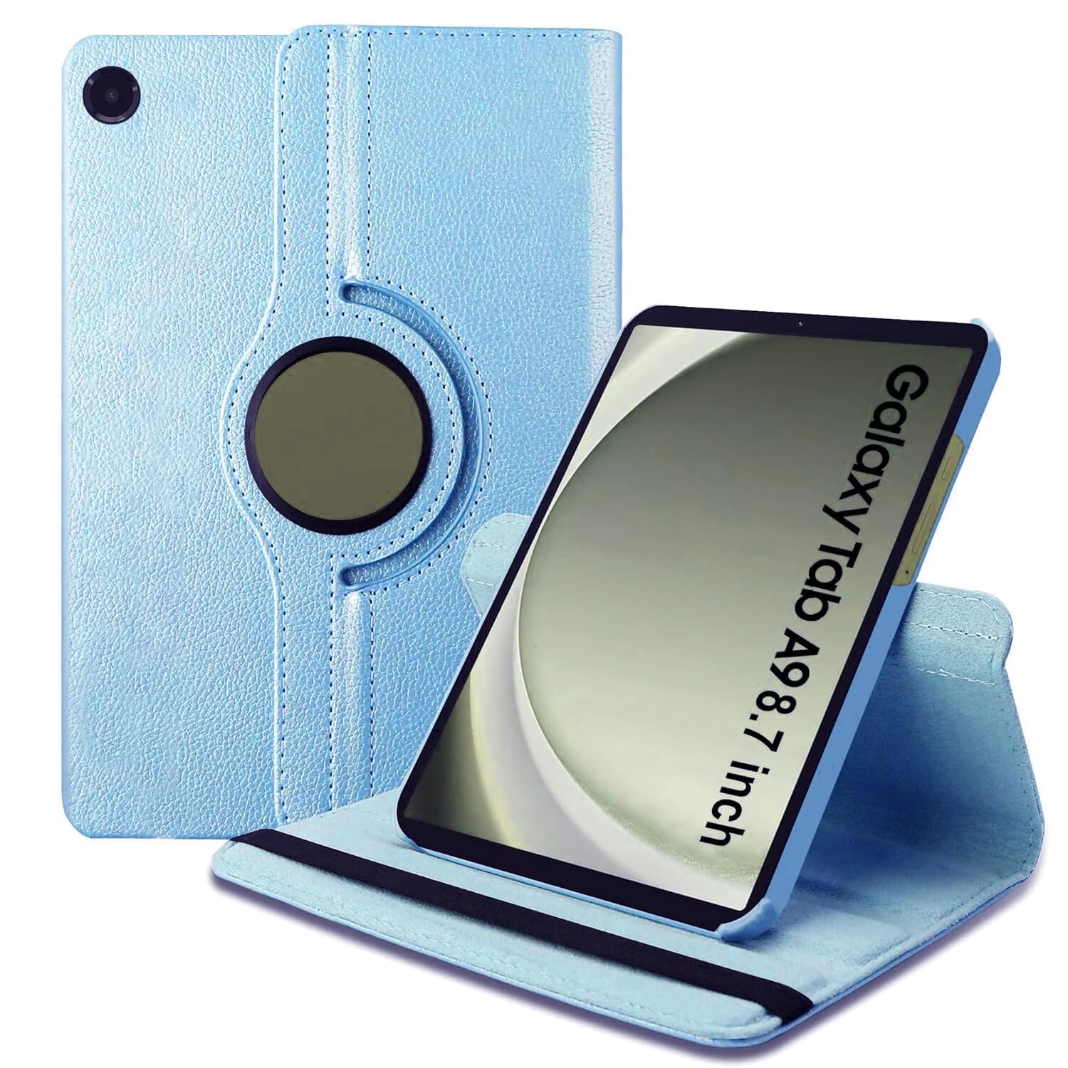 World biz Case Fits Samsung Galaxy Tab A9 8.7-Inch 2023 (SM-X110/X115/X117), 360 Degree Rotation Protective Stand Leather Folio Cover, Auto Wake/Sleep, Galaxy Tab A9 8.7’’ Tablet (Sky)
