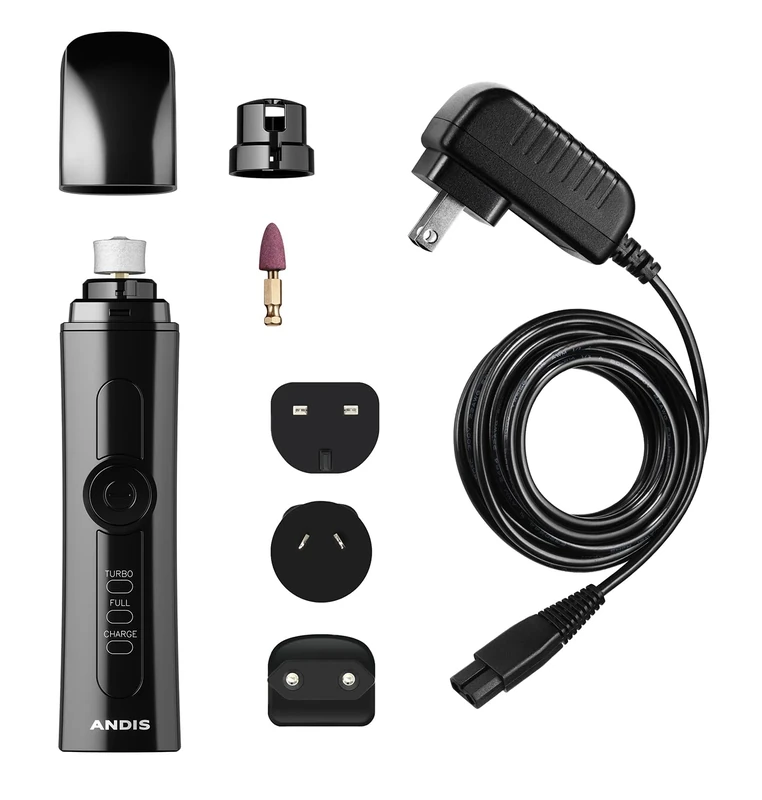 Andis Professional 2-Speed Corded/Cordless Pet Nail Grinder with Rechargeable Lithium-Ion Battery, Black, 66835