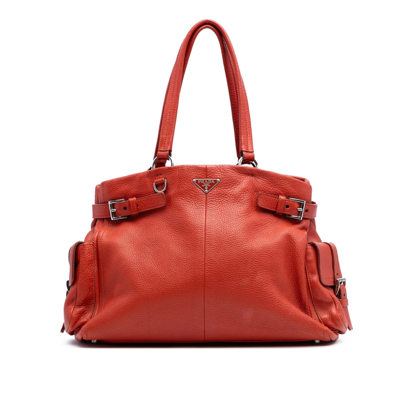 Prada Pre-Loved Vitello Daino Side Pocket Tote Bag