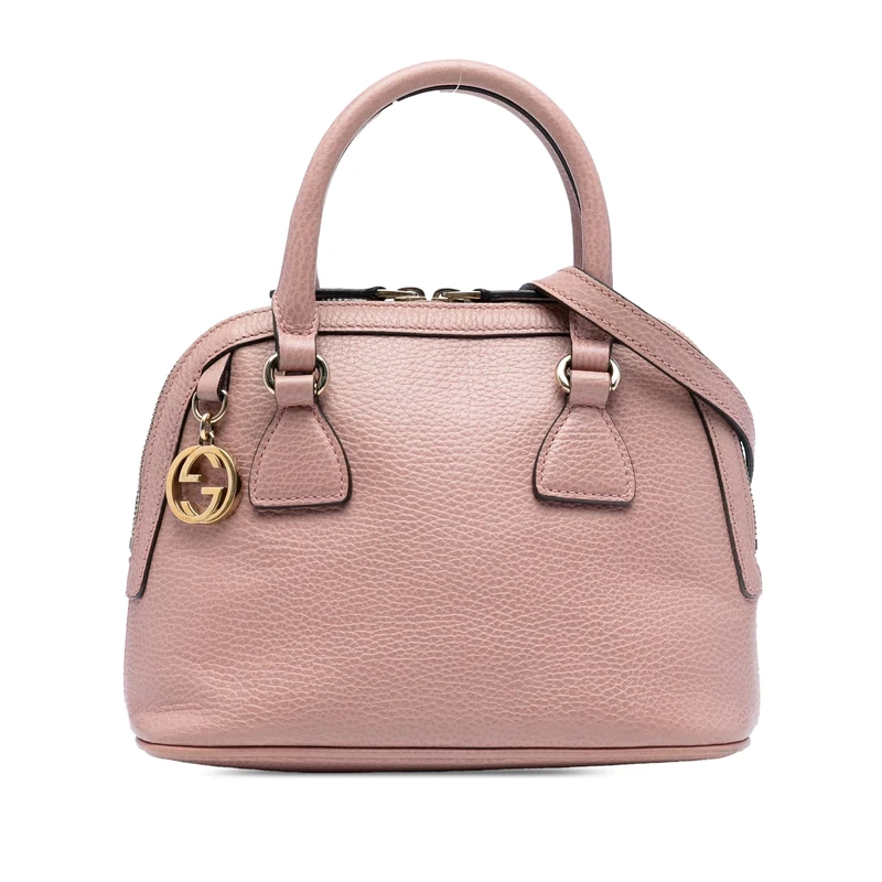 Gucci Pre-Loved Mini Leather GG Charm Dome Satchel Handbag