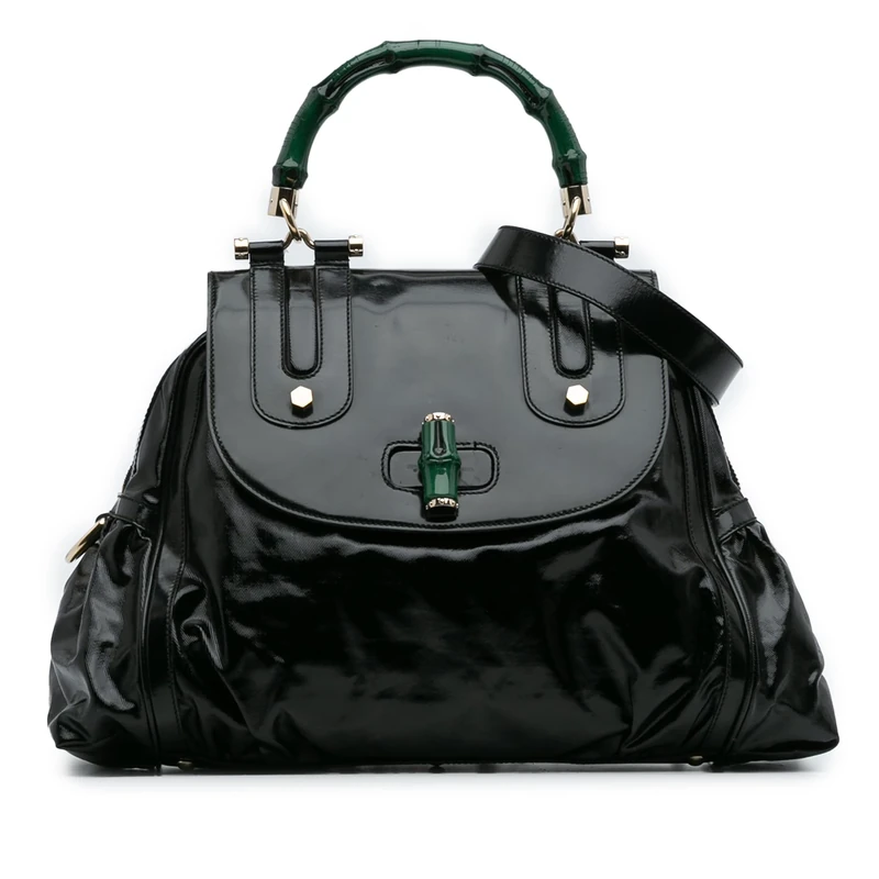 Gucci Pre-Loved Dialux Pop Coated Canvas Bamboo Top Handle Bag Satchel