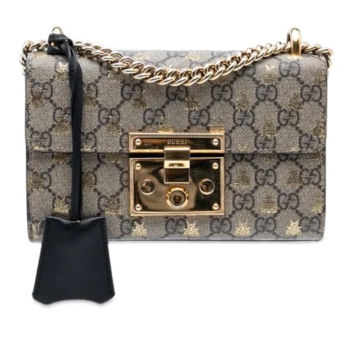 Gucci Pre-Loved Small GG Supreme Bee Padlock Crossbody Bag